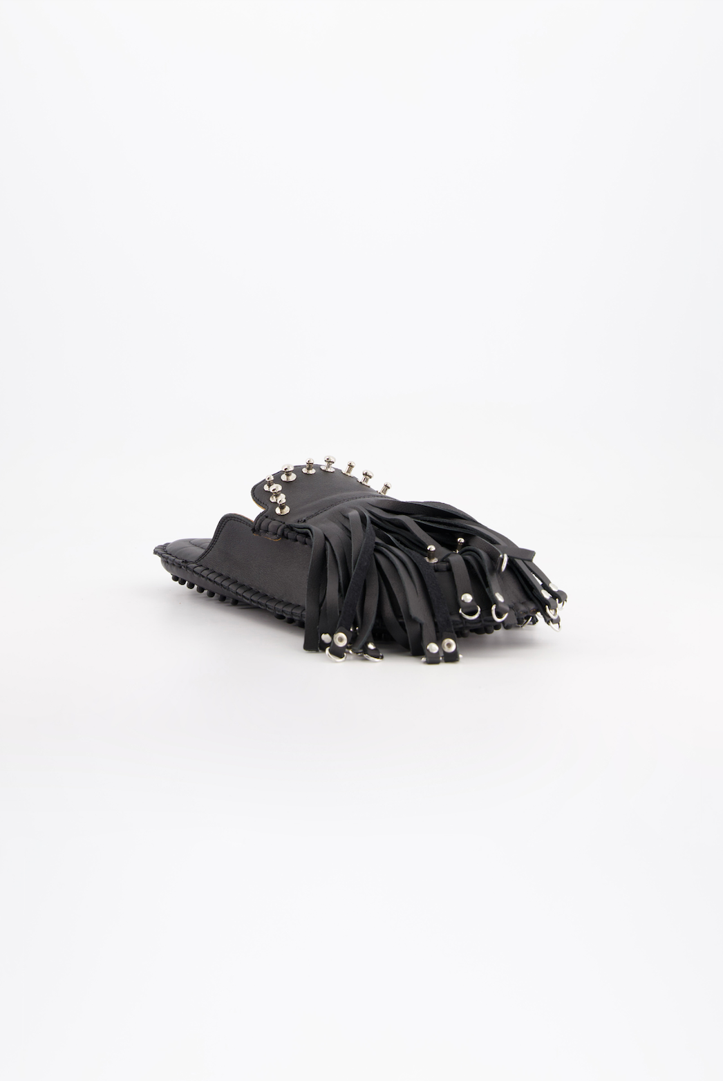 Ruban Cuir PU à Franges & Pompons Noir - 1 Mètre Pour Couture, Déco Vêtements, Artisanat DIY