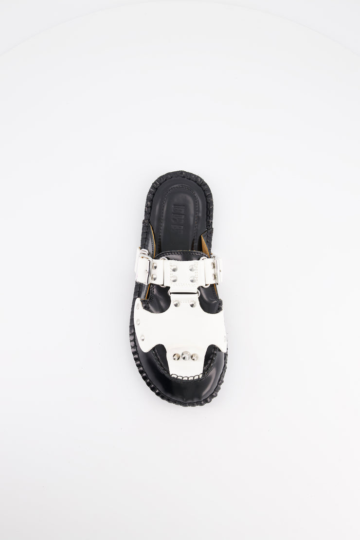 Medusa Mule Strap Black and White