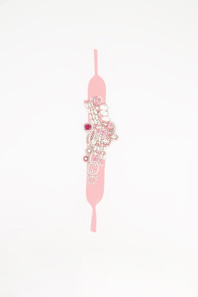 1309SR Strap cordon à lunette brodé à la main, cristaux perles rose
