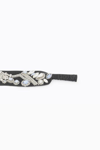 1309SR Strap cordon à lunette brodé à la main, cristaux perles noir