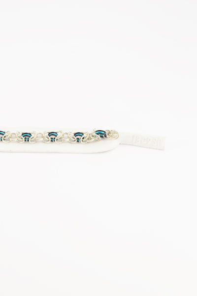1309SR Strap cordon à lunette brodé à la main, cristaux perles blanc