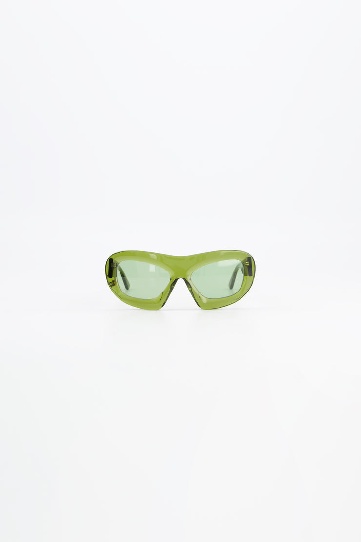 lunette de soleil épaisse biseauté mixte limité mixte créateur Y2K  piercing vert olive